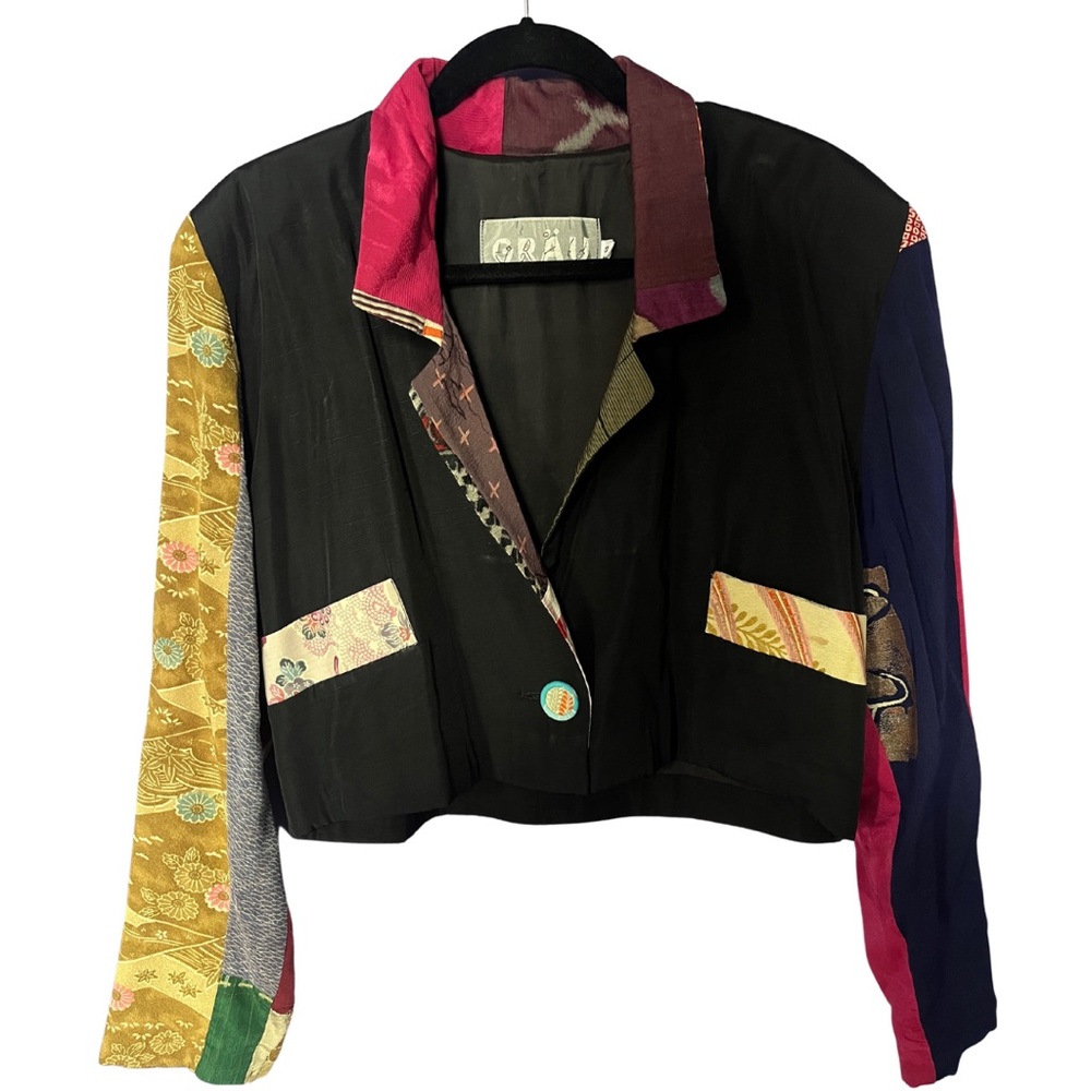 Vintage Patchwork Cropped Blazer